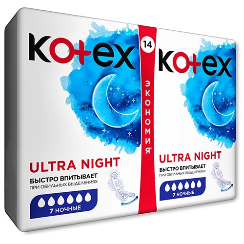 Прокладки "Kotex Ultra Soft Night" 14 шт. 